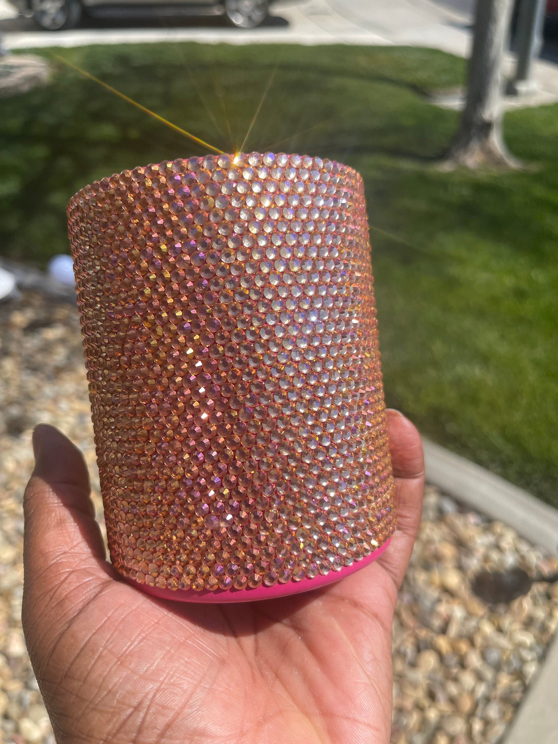 10 oz Rhinestone tumbler with one color